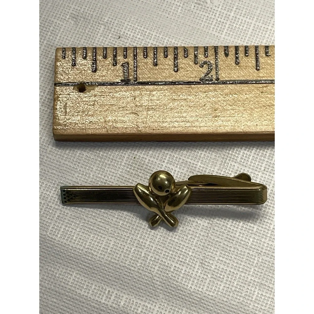 Hickok Bowling Tie Clip Gold Tone Vintage USA Bowling Pins‎